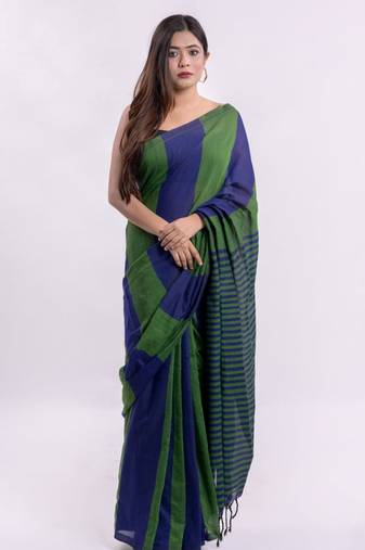 Handspun cotton multi handloom saree