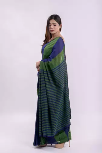 Handspun cotton multi handloom saree