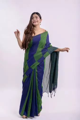 Handspun cotton multi handloom saree