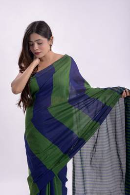 Handspun cotton multi handloom saree 4