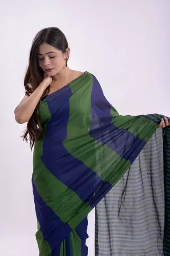 Handspun cotton multi handloom saree