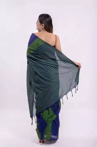 Handspun cotton multi handloom saree