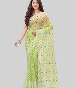 Corton blend lime green jamdani saree