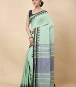 Cotton handloom sage green tangail saree