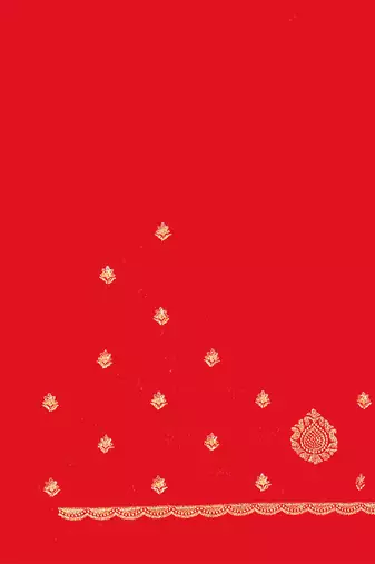 Red Zari Embroidered Two Tone Art Silk Saree With Matching Blouse Piece