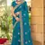 Teal Blue Zari Embroidered Two Tone Art Silk Saree With Matching Blouse Piece