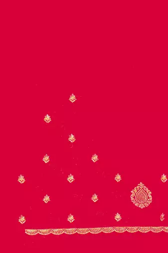 Magenta Zari Embroidered Two Tone Art Silk Saree With Matching Blouse Piece