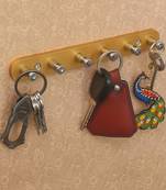 Aluminium Key Holder for Home and ABS Decorative 6 Pin Gold Finish Key Holder (H 2.50 X W 20.00 X D 3.00 Cm)