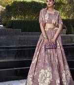 brown Women's Tussar Silk With Floral Print Cord-Set