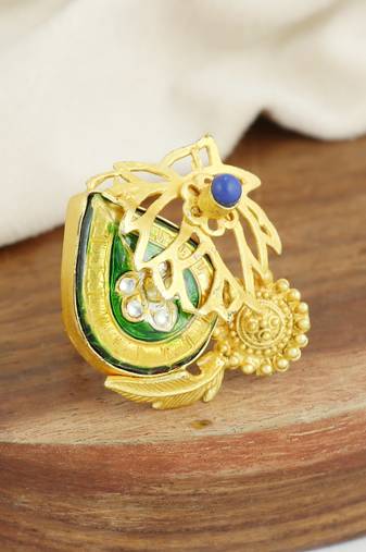 Lapis lazuli meenakari vintage ring adjustable