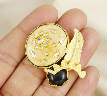 Amethyst gold plated brass meena ring adjustable 2