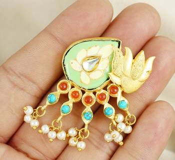 Turquoise gold plated brass ring adjustable 1