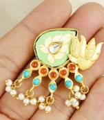 Turquoise gold plated brass ring adjustable