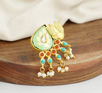 Turquoise gold plated brass ring adjustable 2