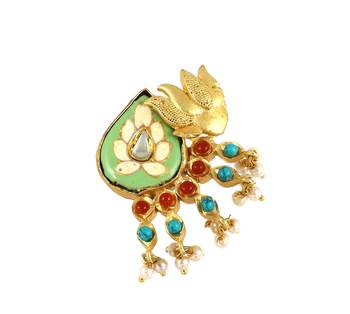 Turquoise gold plated brass ring adjustable 3