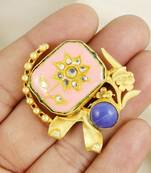 Lapis lazuli gold plated brass meena ring adjustable