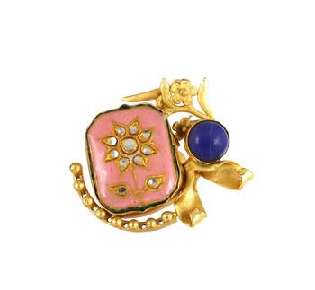 Lapis lazuli gold plated brass meena ring adjustable 3