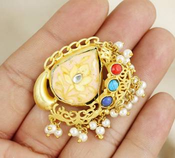 Gold plated brass meenakari ring adjustable 1