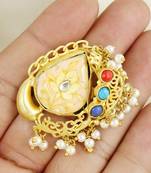 Gold plated brass meenakari ring adjustable