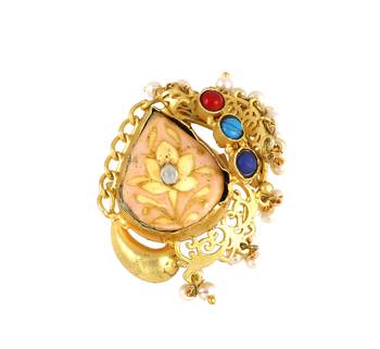 Gold plated brass meenakari ring adjustable 3