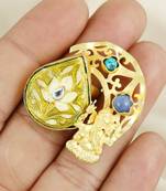 Turquoise gold plated brass antique ring adjustable