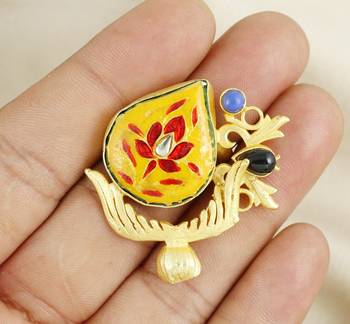 Lapis lazuli gold plated brass ring adjustable 1