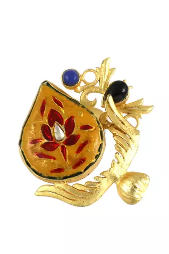 Lapis lazuli gold plated brass ring adjustable
