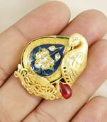 Red onyx gold plated brass ring adjustable