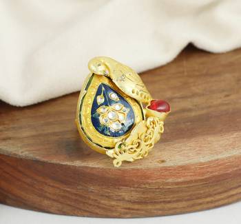 Red onyx gold plated brass ring adjustable 2