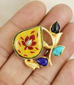 Turquoise gold plated brass meena ring adjustable