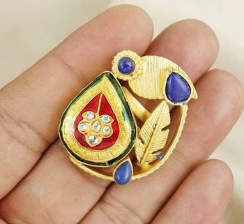 Lapis lazuli gold plated handmade ring adjustable 1