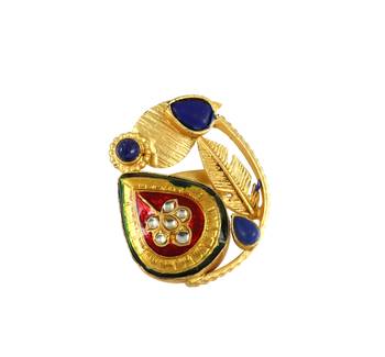 Lapis lazuli gold plated handmade ring adjustable 3