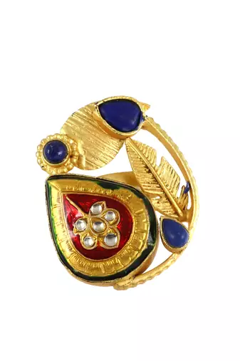 Lapis lazuli gold plated handmade ring adjustable