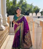 Wine paithani rich weaved pallu saree and blouse