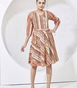 Cream printed cotton dress