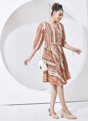 Cream printed cotton dress 3