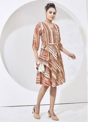 Cream printed cotton dress 4