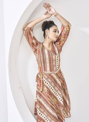 Cream printed cotton dress 5