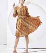 yellow multi printed cotton dress