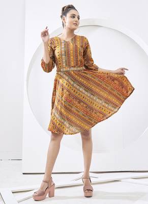 yellow multi printed cotton dress 2