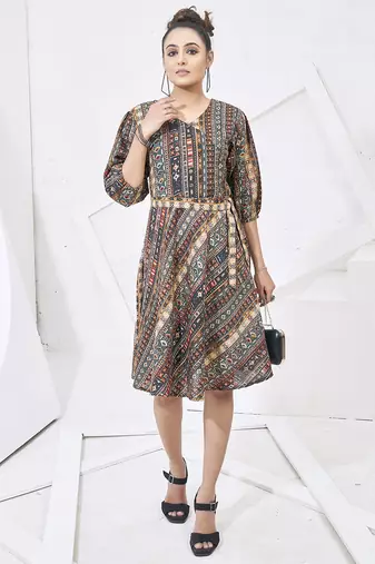 Multicolor print cotton dress