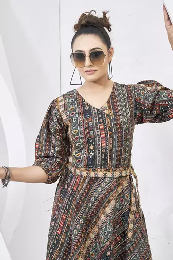 Multicolor print cotton dress