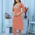 Peach embroidery cotton kurta sets