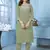 Green embroidered cotton kurta set