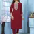 Maroon embroidered cotton kurta set