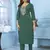 Green embroidery cotton kurta set
