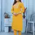 Yellow embroidered cotton kurta set