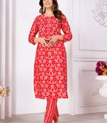 Pink printed silk kurti set