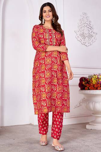 Maroon printed silk kurti 