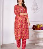 Maroon printed silk kurti 